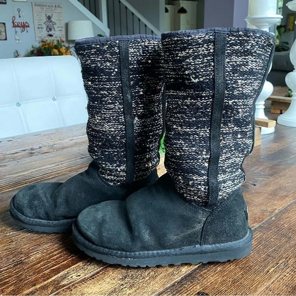 UGG Camaya Knit Sequin Suede Boots